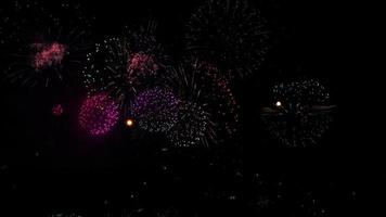 Colorful of Fireworks festival decoration celebration for Christmas and Happy New Year 2021 for background. video