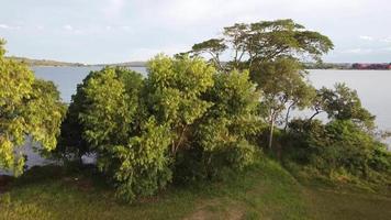 Aerial View of Parque das Garcas in Lago Norte Brasilia, looking onto Lago Paranoa video