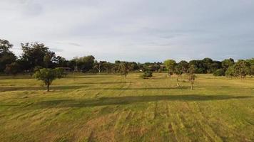 vista aérea del parque das garcas en lago norte brasilia, mirando hacia el lago paranoa video