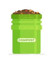 Vector illustration Compost bin icon. Clipart of waste, isolated on white background.