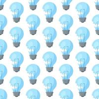 Vector illustration of a pattern of blue battered light bulbs.  Light bulb full of ideas And creative thinking, analytical thinking for processing.