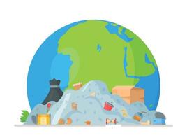 Vector illustration of garbage collection around the planet. The concept of ecology and World Cleanup Day.