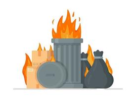 Vector illustration of fire trash. Harm to nature and people.