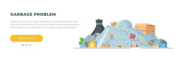 Vector illustration of a landfill. Collection of garbage at the landfill after cleaning the house or yard.