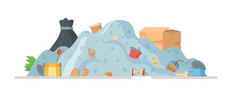 Garbage dump. Vector illustration of garbage disposal, after house and yard cleanup.