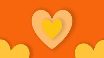 animated minimal heart shape background with yellow color. Dynamic style banner design video