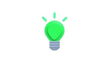 ícone 3d de lâmpada colorida animada. pelo conceito de ideias e alegres video