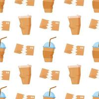 Vector illustration of a paper pattern. Realistic paper scraps with torn edges. Print of used paper cups, papers.