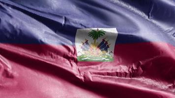 Haiti textile flag waving on the wind loop. Haitian banner swaying on the breeze. abric textile tissue. Full filling background. 10 seconds loop. video