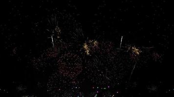 Colorful of Fireworks festival decoration celebration for Christmas and Happy New Year 2021 for background. video