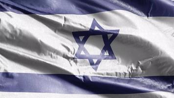 Israels textilflagga vajar på vindslingan. israelisk banderoll vajar på vinden. tyg textilvävnad. full fyllning bakgrund. 10 sekunders loop. video