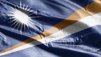 Marshall Islands textile flag waving on the wind loop. Marshall Islands banner swaying on the breeze. Fabric textile tissue. Full filling background. 10 seconds loop. video