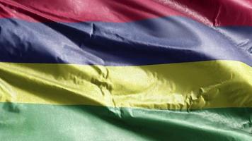 Mauritius textiel vlag zwaaien op de wind-lus. mavrik banner zwaaiend op de wind. stof textiel weefsel. volledige vulling achtergrond. 10 seconden lus. video