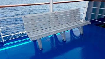 POV of the Deck in the back of Cruise Ship at the Aegean Sea, Greece. photo