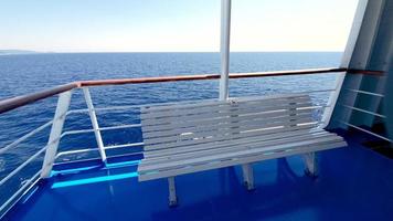 POV of the Deck in the back of Cruise Ship at the Aegean Sea, Greece. photo