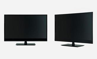 modern LCD flat screen TV in two positions on a white background photo