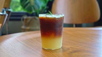 yuzu orange coffee glass in coffee shop video