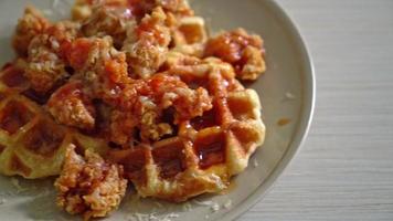 homemade fried chicken with waffle and cheese video