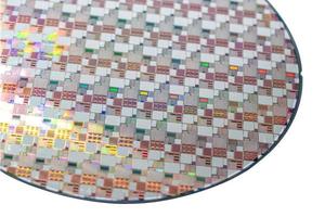 Silicon wafer for manufacturing semiconductor of integrated circuit. photo