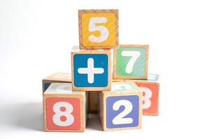 Math number colorful on white background, education study mathematics learning teach concept. photo