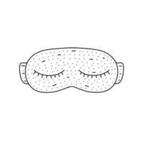 Hand drawn eye mask icon in doodle style. Cartoon eye mask vector icon for web design isolated on white background.