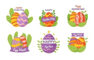 colección de etiquetas de huevos de pascua vector