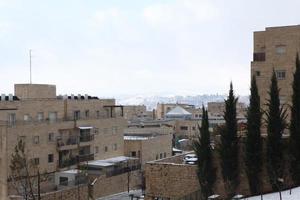 Snow in Jerusalem and the surrounding mountains photo