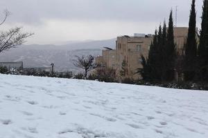 Snow in Jerusalem and the surrounding mountains photo