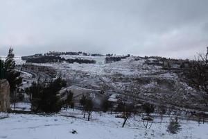 Snow in Jerusalem and the surrounding mountains photo