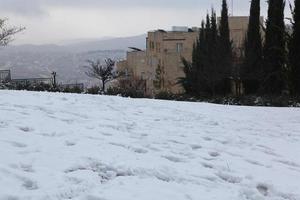 Snow in Jerusalem and the surrounding mountains photo