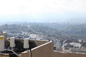 Snow in Jerusalem and the surrounding mountains photo