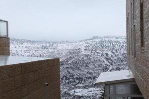 Snow in Jerusalem and the surrounding mountains photo