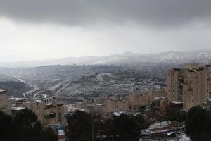 Snow in Jerusalem and the surrounding mountains photo