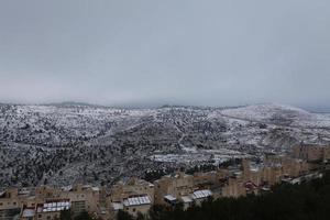 Snow in Jerusalem and the surrounding mountains photo