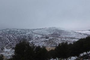 Snow in Jerusalem and the surrounding mountains photo