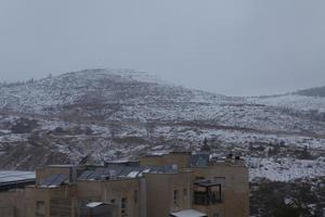 Snow in Jerusalem and the surrounding mountains photo