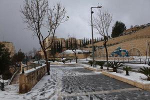 Snow in Jerusalem and the surrounding mountains photo