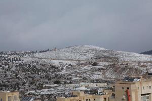 Snow in Jerusalem and the surrounding mountains photo