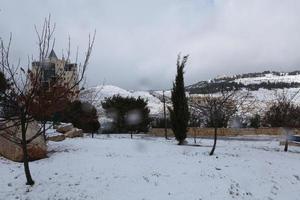 Snow in Jerusalem and the surrounding mountains photo