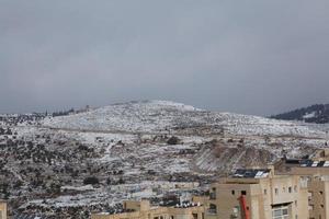 Snow in Jerusalem and the surrounding mountains photo