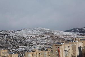 Snow in Jerusalem and the surrounding mountains photo