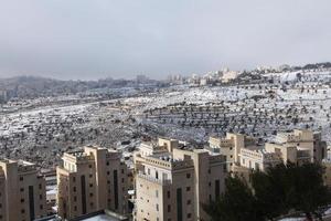 Snow in Jerusalem and the surrounding mountains photo