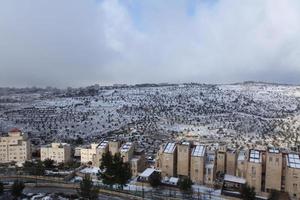 Snow in Jerusalem and the surrounding mountains photo