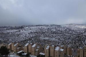Snow in Jerusalem and the surrounding mountains photo