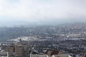 Snow in Jerusalem and the surrounding mountains photo