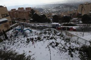 Snow in Jerusalem and the surrounding mountains photo