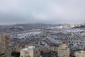 Snow in Jerusalem and the surrounding mountains photo