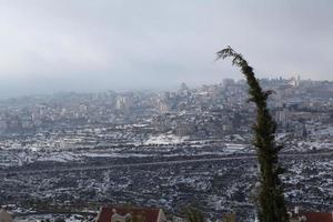 Snow in Jerusalem and the surrounding mountains photo