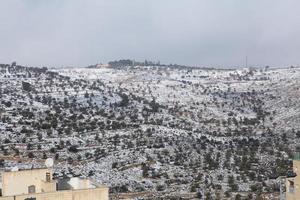 Snow in Jerusalem and the surrounding mountains photo