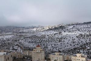 Snow in Jerusalem and the surrounding mountains photo